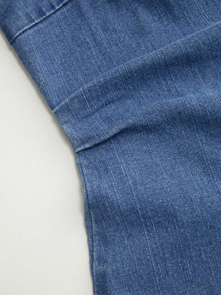 High Stretch Denim Ruched Zipper Mini Dress