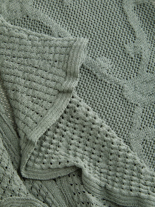 Knit Pointelle Ruffled Tank Top