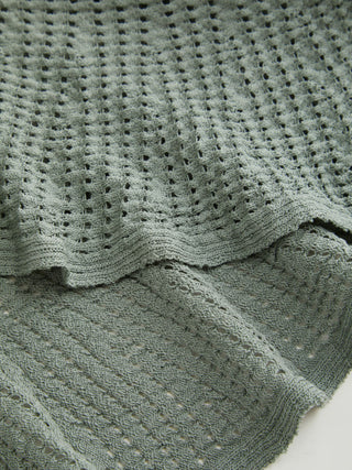 Knit Pointelle Ruffled Tank Top