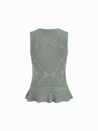 Knit Pointelle Ruffled Tank Top