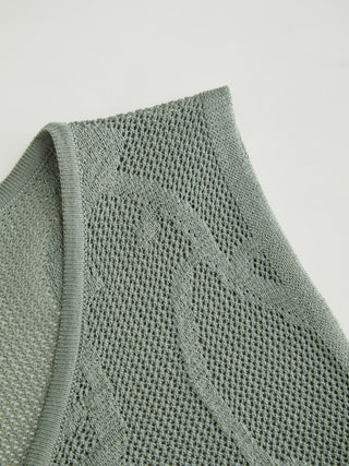 Knit Pointelle Ruffled Tank Top