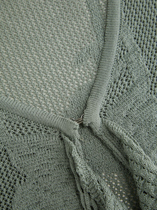 Knit Pointelle Ruffled Tank Top