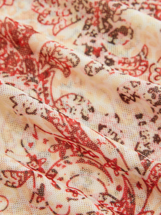 Halter Paisley O-Ring Beaded Tie Side Bikini with Sarong