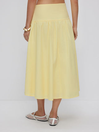 Cotton Mid Rise Wrap Tie A-line Maxi Skirt