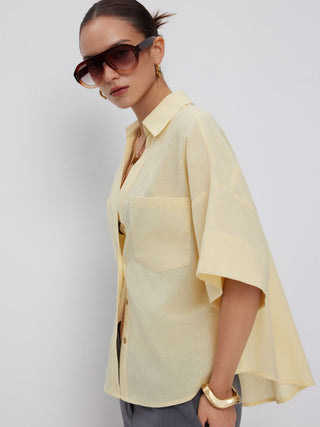 Cotton-blend Short Sleeve Oversized Shirt
