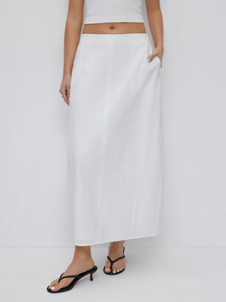 Cotton-blend Mid Rise Bubble Maxi Skirt
