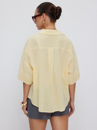 Cotton-blend Short Sleeve Oversized Shirt