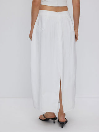Cotton-blend Mid Rise Bubble Maxi Skirt