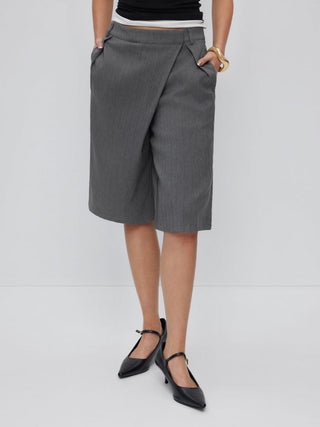 Solid Mid Rise Bermuda Shorts