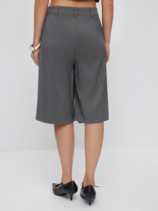 Solid Mid Rise Bermuda Shorts