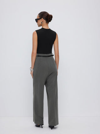 High Neck Sleeveless Jumpsuit with Belt