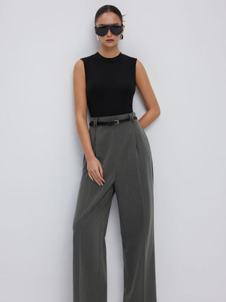 High Neck Sleeveless Jumpsuit with Belt