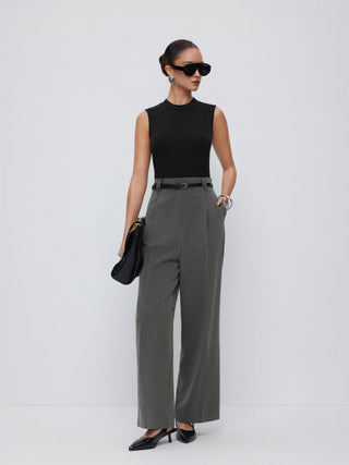 High Neck Sleeveless Jumpsuit with Belt