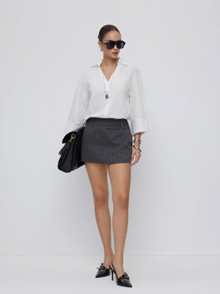 Cotton-blend Mid-length Sleeve Shirt Bodysuit