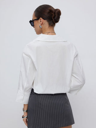 Cotton-blend Mid-length Sleeve Shirt Bodysuit