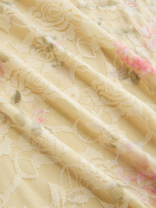 Lace V-neck Floral Ruffle Maxi Dress