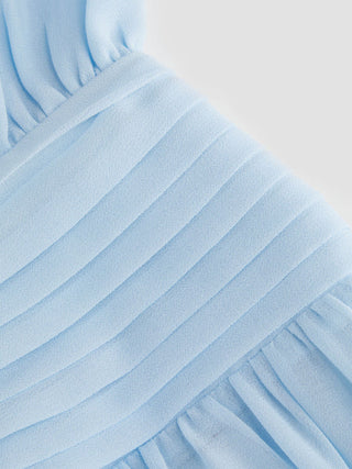 Chiffon Halter Neckline Backless A-Lined Maxi Dress