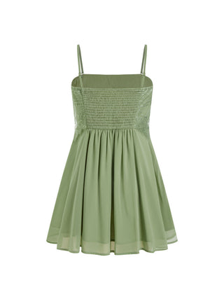 Chiffon Lace Panel A-line Cami Mini Dress