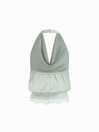 Satin Lace Halter Top
