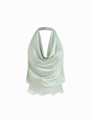 Satin Lace Halter Top