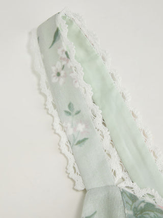 Linen-blend Floral Square Neck Lace Trim Corset Tank Top