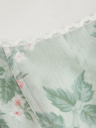 Linen-blend Floral Square Neck Lace Trim Corset Tank Top