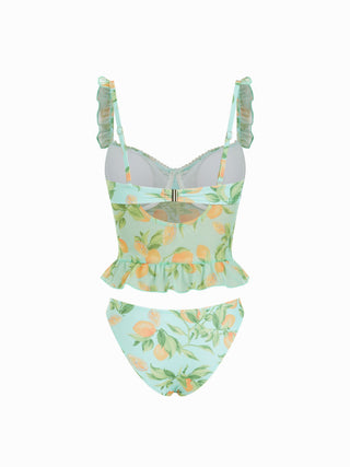 Sweetheart Fruit Bowknot Ruffle Tankini Set
