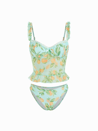 Sweetheart Fruit Bowknot Ruffle Tankini Set