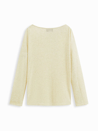 Linen-blend Boat Neck Oversized Long Sleeve Top