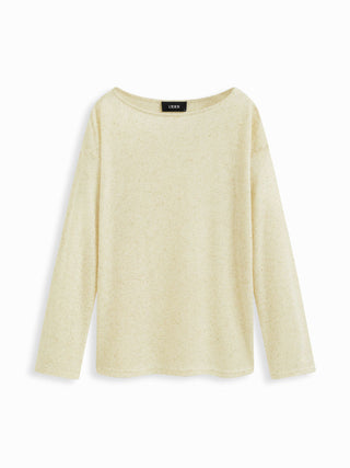 Linen-blend Boat Neck Oversized Long Sleeve Top