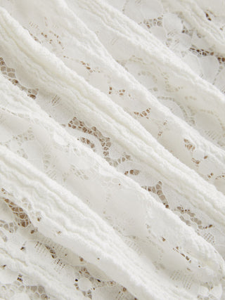 Textured Lace Halter Neckline O-Ring Draped Longline Top