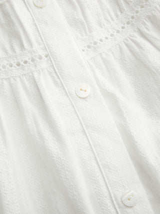 Cotton-blend Broderie Anglaise Short Sleeve Ruffle Peplum Hem Oversized Blouse