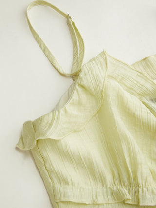 Textured Lyocell-blend V-Neck Ruffled Tie Front Cami Blouse