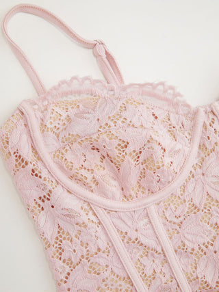 Lace Sweetheart Neck Lace Panel Corset Slim Cami Top