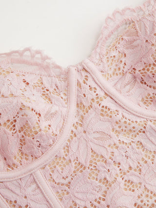 Lace Sweetheart Neck Lace Panel Corset Slim Cami Top