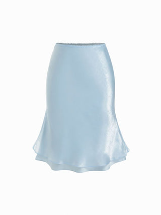 Satin Low Rise Mermaid Midi Skirt
