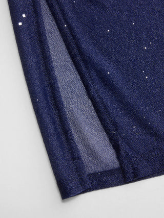 Sheer Glitter Chiffon Boat Neck Top with Scarf