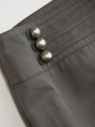 Cotton Mid Rise Cargo Metal Detail Wide Leg Trousers Oversized