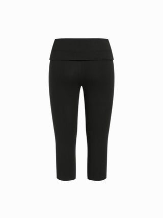 High Stretch Cotton-blend Low Rise Geometric Rhinestone Capri Pants