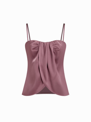 Satin Draped Sweetheart Cami Crop Top