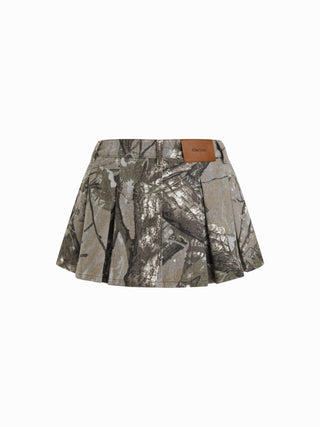 Denim Mid Rise Conversational Mini Skort