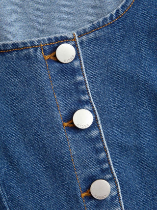 Denim Square Neck Metal Detail Tank Top