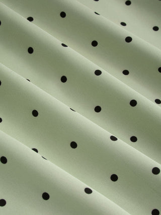 Satin Mid Rise Polka Dot Flared Maxi Skirt