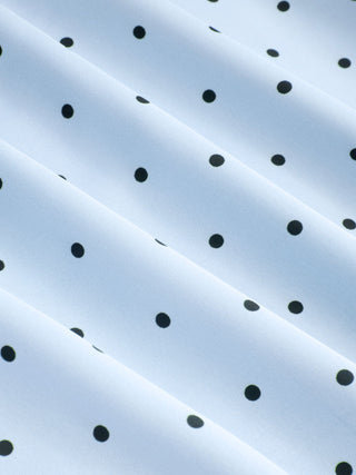 Satin Mid Rise Polka Dot Flared Maxi Skirt