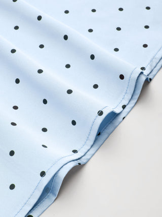 Satin Mid Rise Polka Dot Flared Maxi Skirt