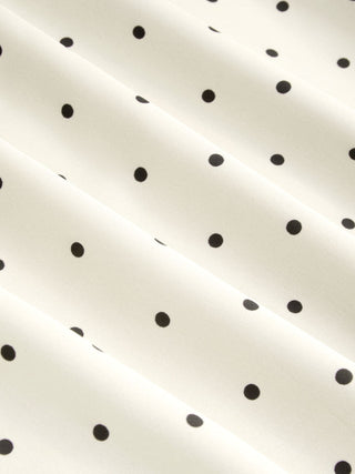 Satin Mid Rise Polka Dot Flared Maxi Skirt