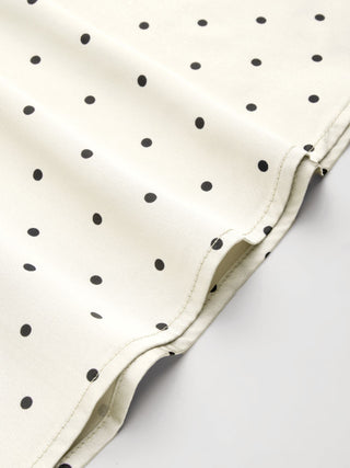 Satin Mid Rise Polka Dot Flared Maxi Skirt