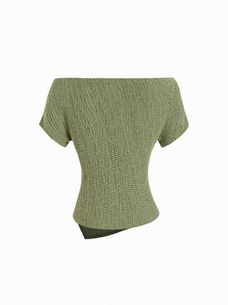 Cotton-blend Asymmetrical Neck Top
