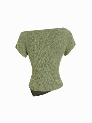 Cotton-blend Asymmetrical Neck Top