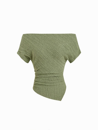Cotton-blend Asymmetrical Neck Top